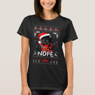 Camiseta Natal Não Hoje Não É Um Feliz Natal Para Gato Negr