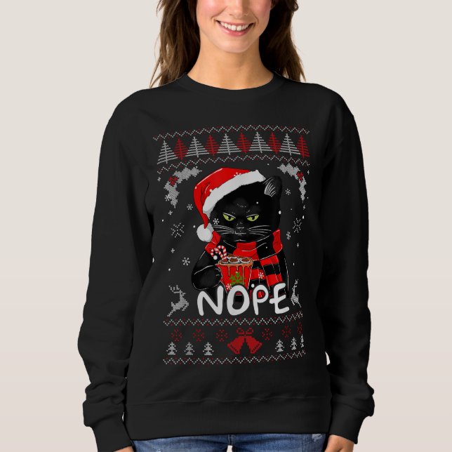 Camiseta Natal Não Hoje Não É Um Feliz Natal Para Gato Negr (Frente)