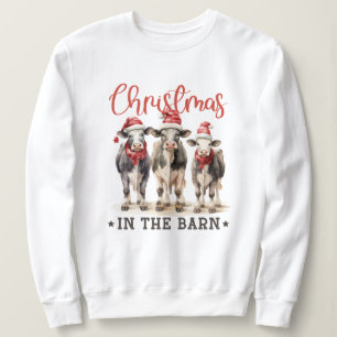 Camiseta Natal nas vacas russas do Barn em Santa Hats