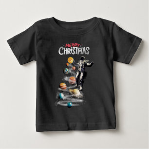 Camiseta Natal no Astronauta do Sistema Solar no Espaço