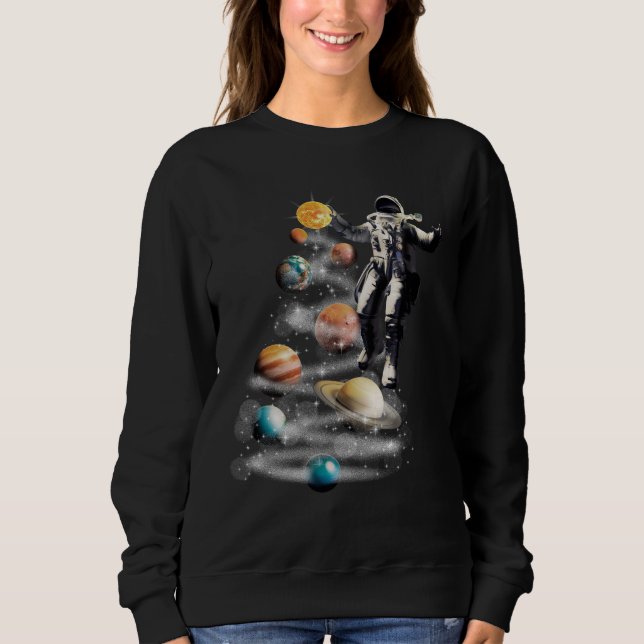Camiseta Natal no Astronauta do Sistema Solar no Espaço (Frente)