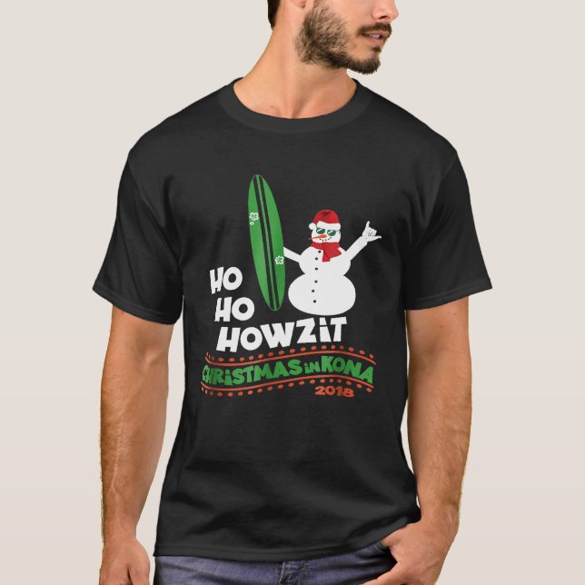 Camiseta Natal no Havaí Tshirt Howzit Surf Dude Snowma (Frente)