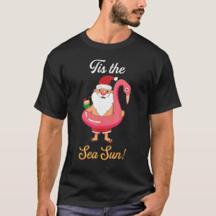 Camiseta Natal No Mar De Julho Sun Flamingo Bird Cu
