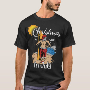 Camiseta Natal no mês de julho, Surf Engraçado, Santa Hat B