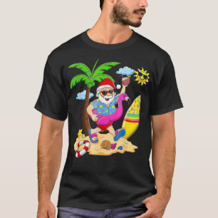 Camiseta Natal No Partido Havaiano, Surf De Papais noeis De