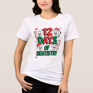 Camiseta Natal no Quadrado Dental 12 dias Diversão de Feria