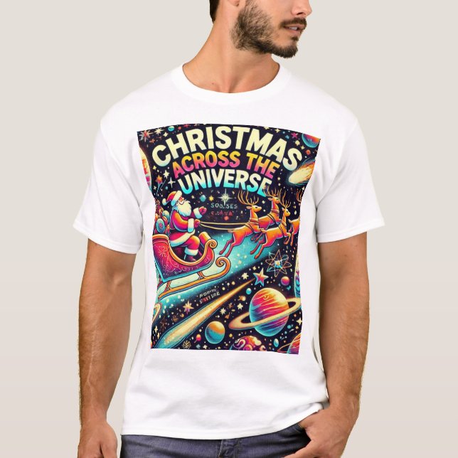 Camiseta Natal no Universo - Papais noeis no Espaço T-S (Frente)