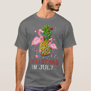 Camiseta Natal No Verão De Julho Engraçado Flamingo Pineapp