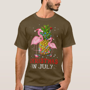 Camiseta Natal No Verão De Julho Engraçado Flamingo Pineapp