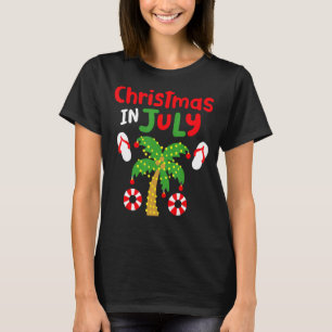 Camiseta Natal no verão de Palm Tree Xmas Tree Beach em jul