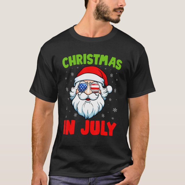 Camiseta Natal No Verão De Papai Noel De Julho (Frente)