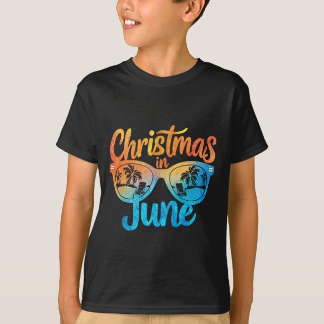 Camiseta Natal Nos Óculos De Sol De Junho Frio De Verão (Frente)
