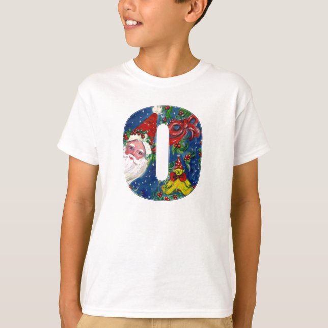 CAMISETA NATAL O LETTER / SANTA CLAUS COM BORRACHA VERMELHA (Frente)