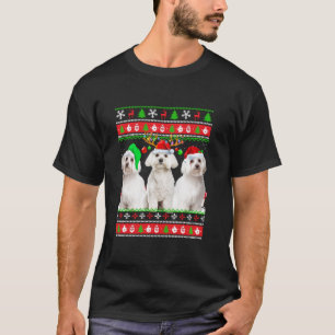 Camiseta Natal Pajama Árvore Maltesa Xmas Feia Natal