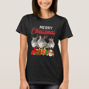 Camiseta Natal Pajama Chinchilla Xmas Tree Lights Anima