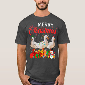 Camiseta Natal Pajama Duck Lover Xmas Tree Lights Anima
