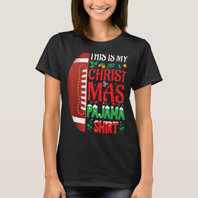 Camiseta Natal Pajama Santa Hat USA American Football S (Frente)