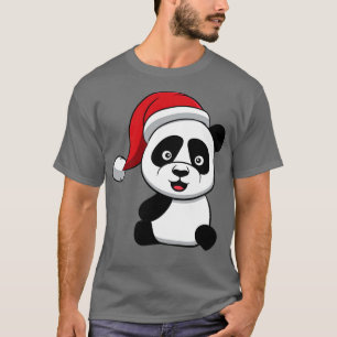 Camiseta Natal Panda Bear Santas Hat Bonito Natal