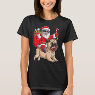 Camiseta Natal Papai Noel Andando Pug Boys Pugmas