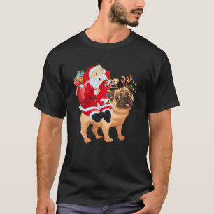Camiseta Natal Papai Noel Andando Pug Xmas Boys Men Pug
