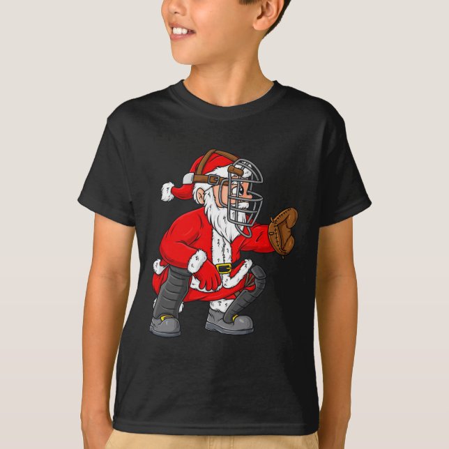 Camiseta Natal Papai Noel Beisebol Garotas (Frente)