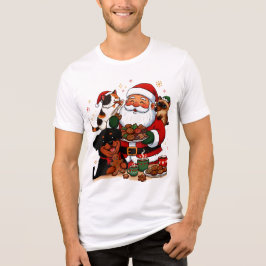 Camiseta natal, papai noel, biscoitos de natal, gato malhad