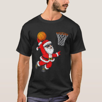 Camiseta Natal Papai Noel Dunking A Basball Boys Ki