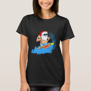 Camiseta Natal Papai Noel Havaiano Surfando Verão Surfe