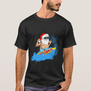Camiseta Natal Papai Noel Havaiano Surfando Verão Surfe