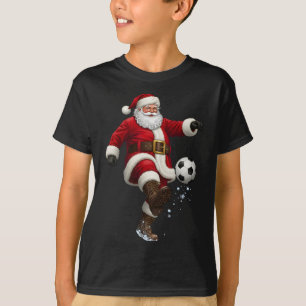 Camiseta Natal Papai Noel Jogador de Futebol Festivo Alegre