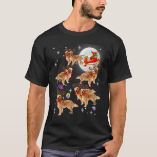 Camiseta Natal Papai Noel Montado em Retriever Dourado Xmas
