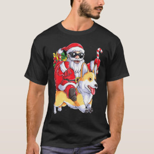 CAMISETA NATAL PAPAI NOEL MONTADO NUM CORGI  BENGALA DE AÇÚ
