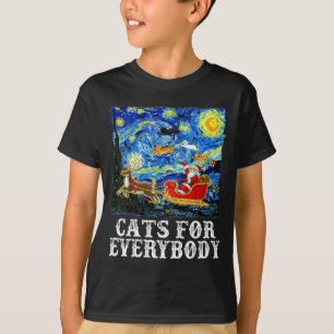 Camiseta Natal Papai Noel Trenó Gatos Para Todos Estrelas N