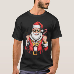 Camiseta Natal Papai Noel Vintage Ho Ho Corrente Xmas Retro