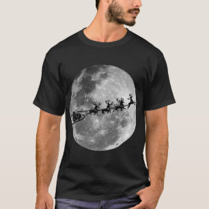 Camiseta Natal Papai Noel Voando Pela Lua