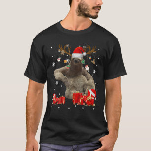 Camiseta Natal Papais noeis Engraçados Reindeer Sloth Lover