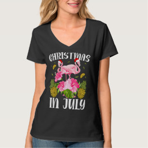 Camiseta Natal Para As Mulheres Rosa Flamingo 2