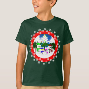 Camiseta Natal para Crianças da Família Snowman