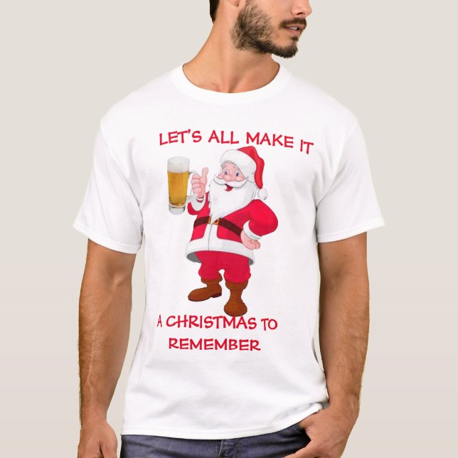 Camiseta Natal para lembrar de Beer Lover Papais noeis Engr (Frente)