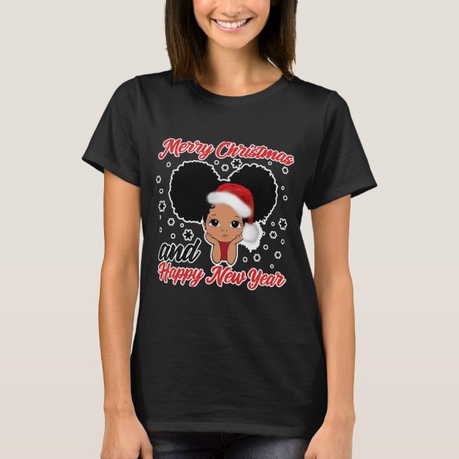 Camiseta Natal para Papais noeis Africanos Negros (Frente)