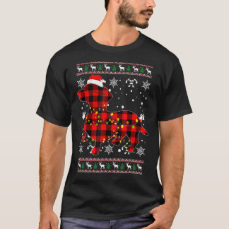 Camiseta Natal Para Papais noeis Dachshund Xadrez Buffalo