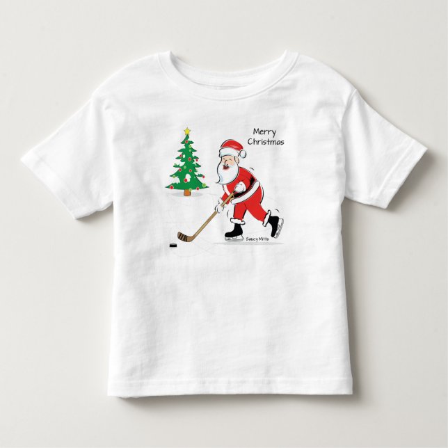 Camiseta Natal para Papais noeis de hóquei (Frente)