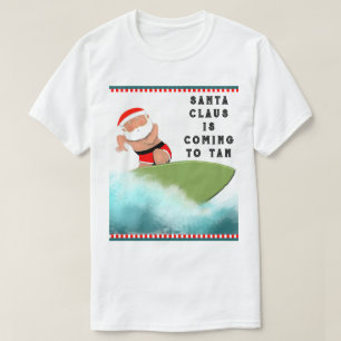 Camiseta Natal para surfar na praia