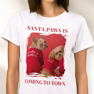 Camiseta Natal Patas Moderno Vermelho Divertido Foto de Pet