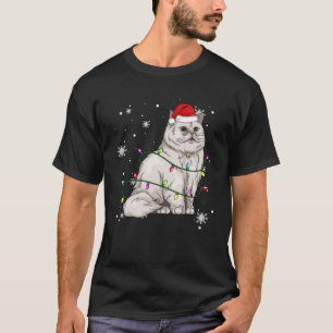 Camiseta Natal Pérsico Papais noeis de Gato de Natal Claro