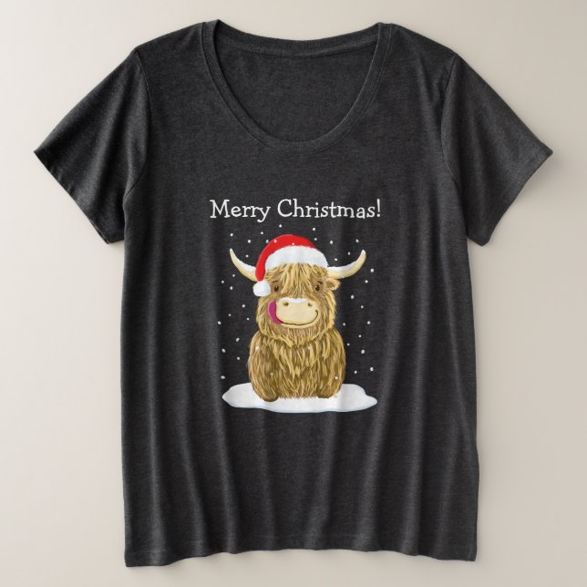Camiseta Natal Personalizado da Vaca do Hamish Highland (Frente do Design)