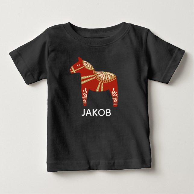 Camiseta Natal personalizado de Dala Horse (Frente)