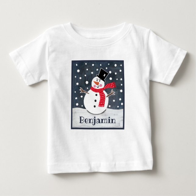 Camiseta Natal personalizado do boneco de neve (Frente)
