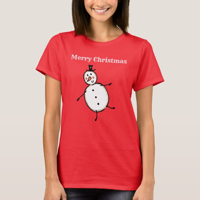 Camiseta Natal personalizado do boneco de neve (Frente)