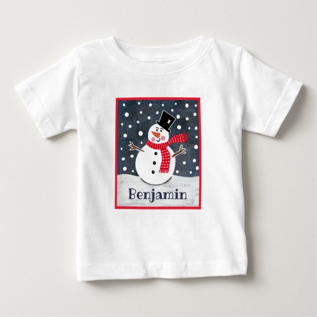 Camiseta Natal personalizado do boneco de neve (Frente)